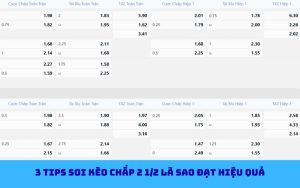 Kinh nghiệm chơi kèo chấp 2 1/2 bóng đá