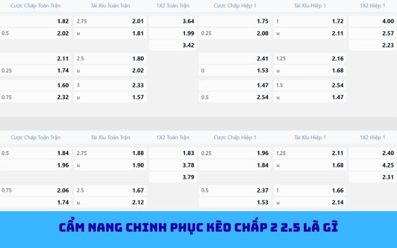 Kinh nghiệm chơi kèo chấp 2 2.5 bóng đá