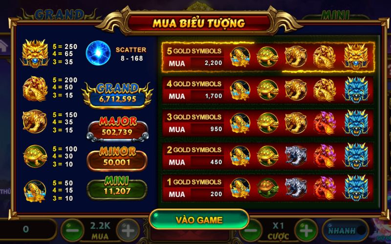 Slot 4 Thần Thú với chủ đề tứ linh đặc sắc